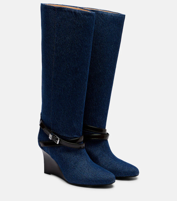  Ganni Ganni Botas Altas Con Cuña Kat De Denim 