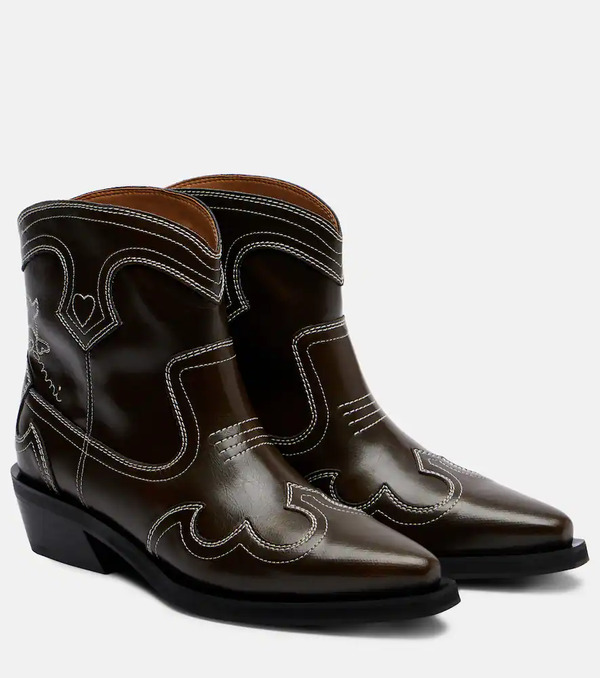  Ganni Ganni Botas Cowboy Bordadas 