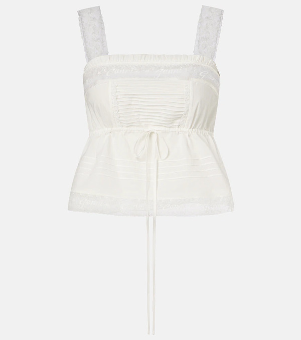  Ganni Ganni Crop Top De Algodón Con Encaje 