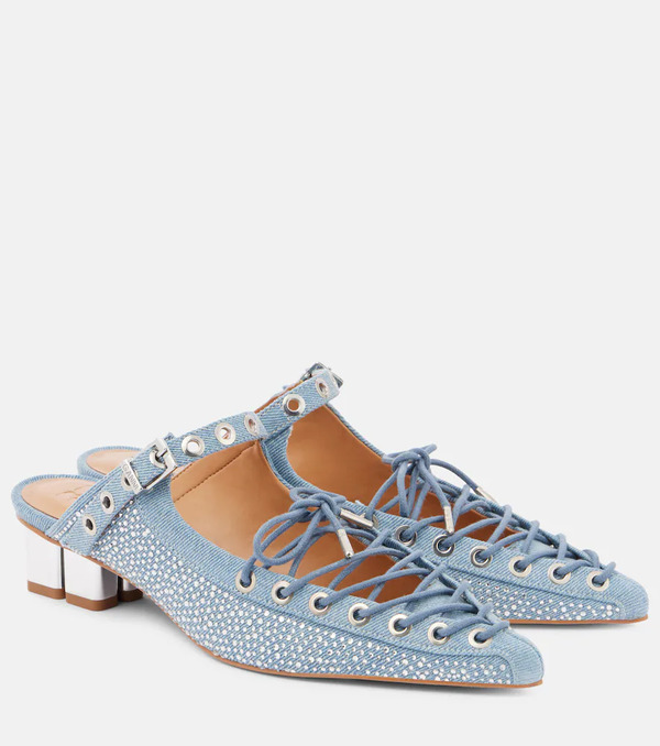  Ganni Ganni Mules De Denim Acordonados 