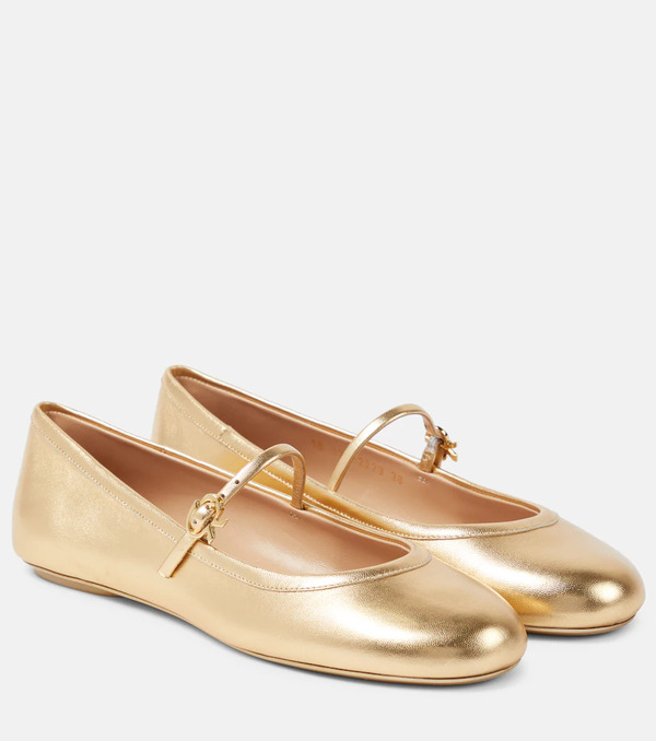 Gianvito Rossi Gianvito Rossi Bailarinas Carla De Piel Metalizada 
