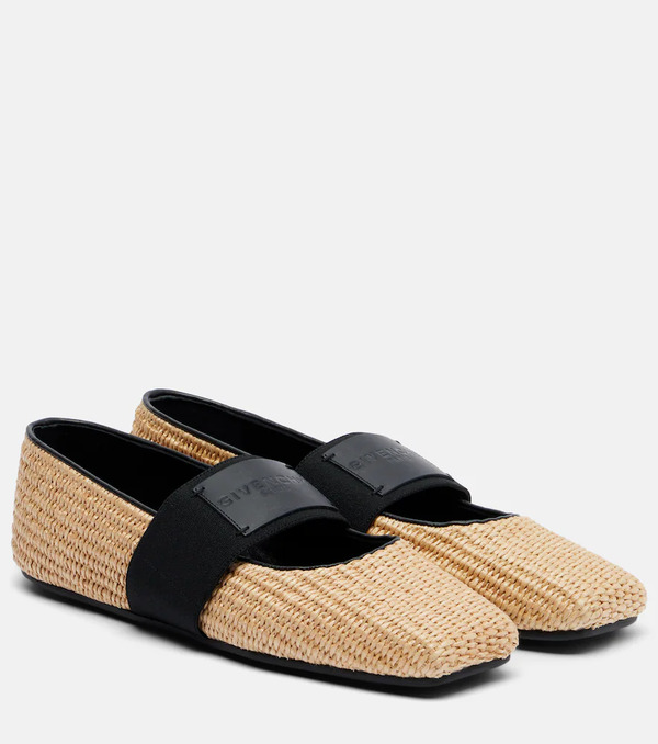  Givenchy Givenchy Bailarinas Mary Jane Sliced Square De Efecto Rafia 