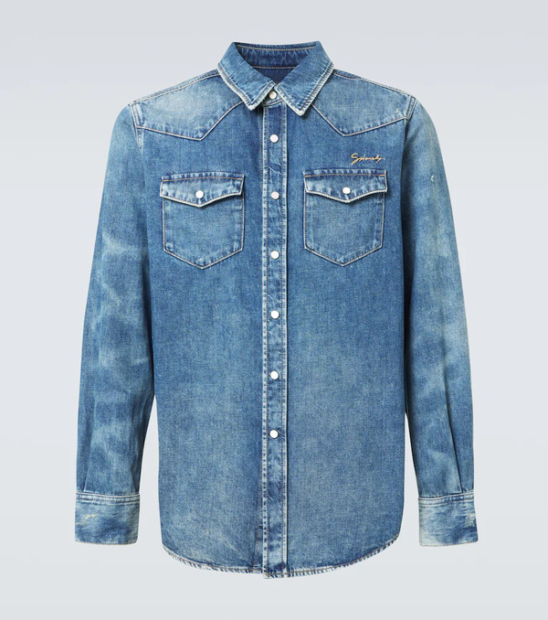  Givenchy Givenchy Camisa De Denim Bordada Con Logo 