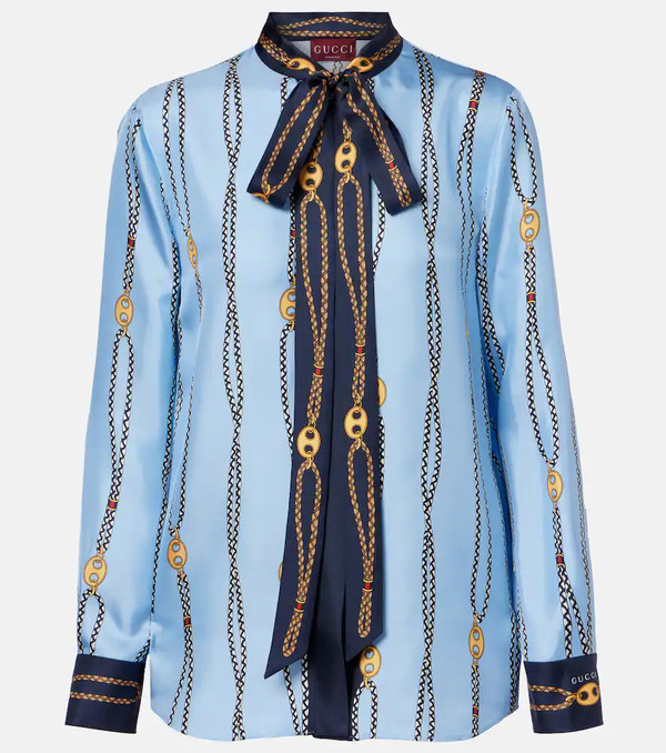  Gucci Gucci Camisa De Sarga De Seda Estampada 