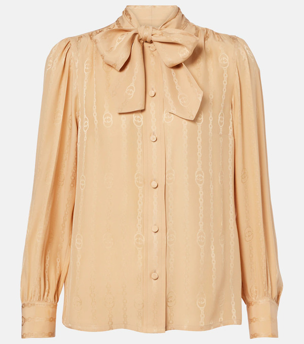  Gucci Gucci Camisa De Seda Con Gg 