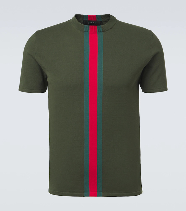  Gucci Gucci Camiseta De Algodón Con Web 