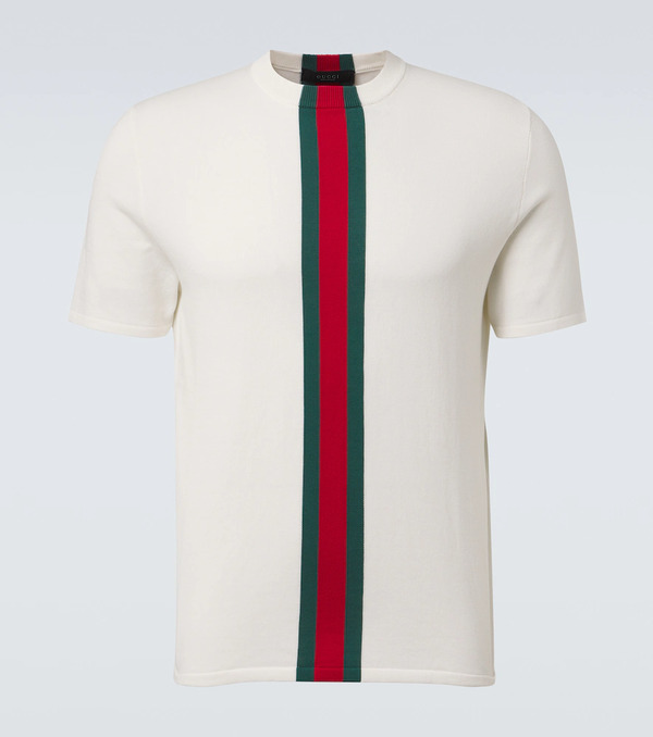  Gucci Gucci Camiseta De Algodón Con Web 