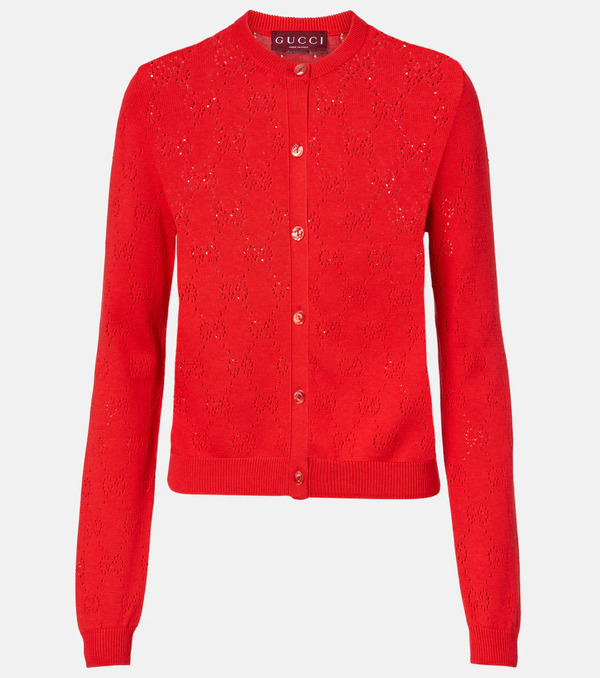  Gucci Gucci Cárdigan De Seda Y Algodón Con Gg 