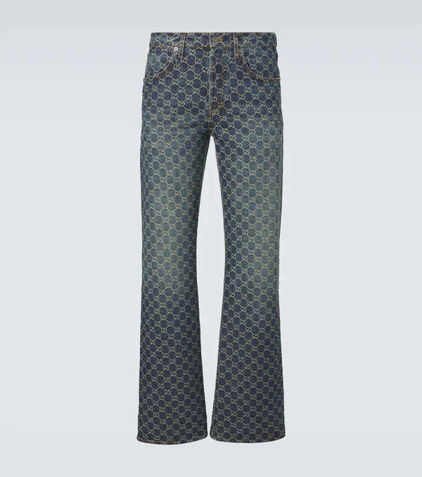  Gucci Gucci Jeans Flared En Jacquard Con Gg 