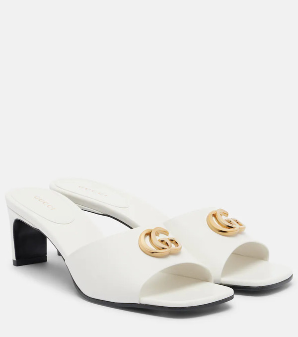  Gucci Gucci Mules De Piel Con Double Gg 