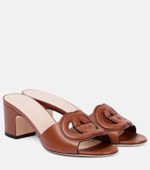  Gucci Gucci Mules De Piel Con Gg 