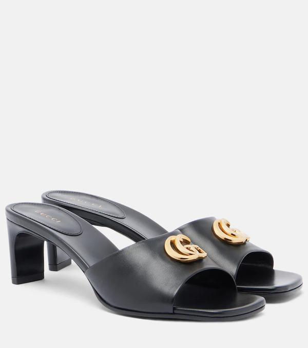  Gucci Gucci Mules De Piel Con Gg 