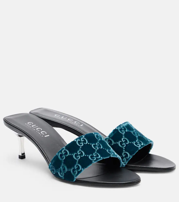  Gucci Gucci Mules De Terciopelo Con Gg 