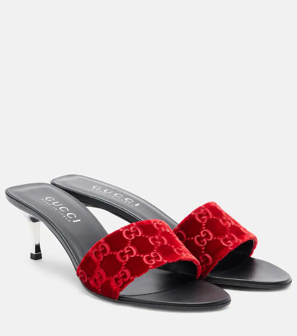  Gucci Gucci Mules De Terciopelo Con Gg 