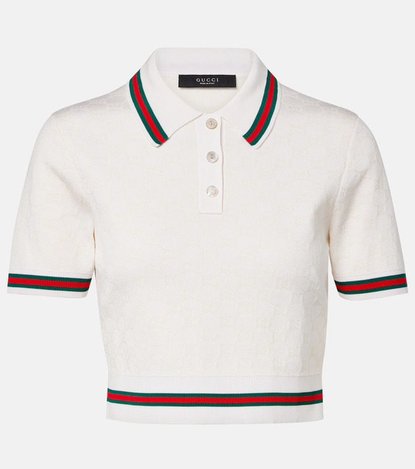  Gucci Gucci Polo Cropped De Jacquard Gg Con Web 