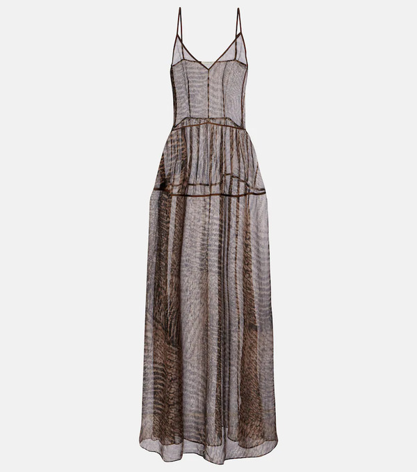  Jacques Wei Jacques Wei Vestido Largo De Seda Semitransparente Estampado 