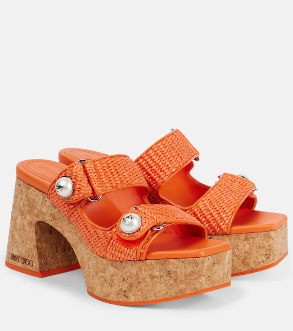  Jimmy Choo Jimmy Choo Mules Fayence 95 De Rafia Con Plataforma 
