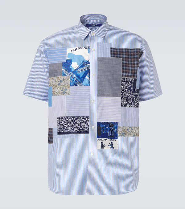  Junya Watanabe Junya Watanabe Camisa De Algodón A Rayas Patchwork 