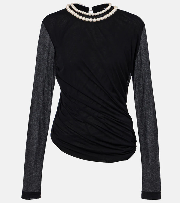  Junya Watanabe Junya Watanabe Top De Algodón Drapeado Adornado 