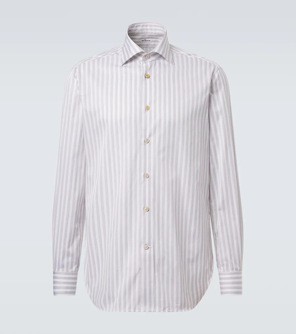  Kiton Kiton Camisa De Popelín De Algodón A Rayas 