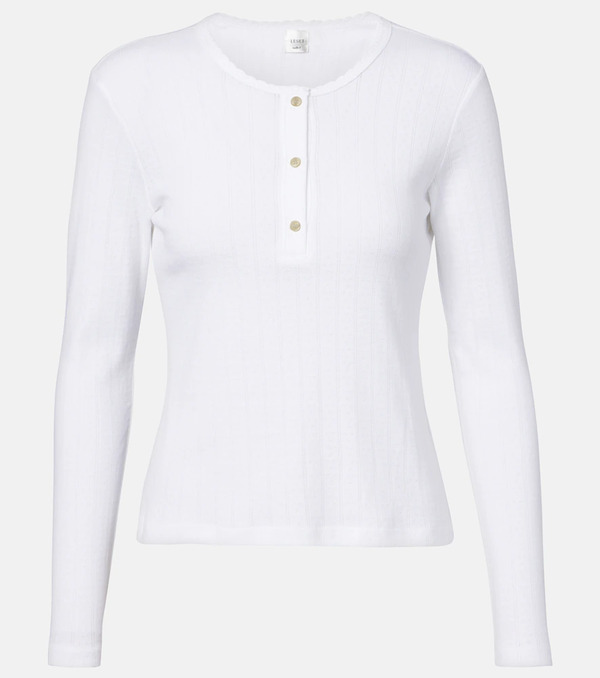  Leset Leset Camiseta Con Botones Pointelle De Algodón 