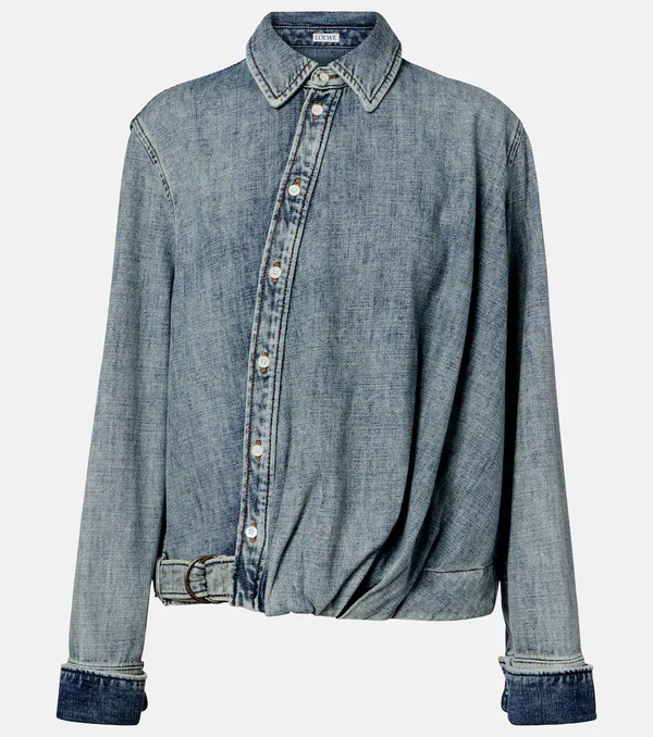  Loewe Loewe Camisa De Denim Drapeada Con Cinturón 
