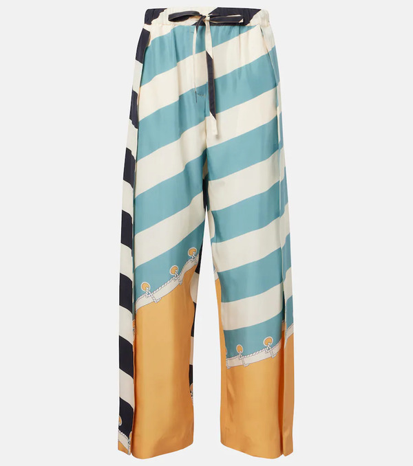  Loewe Loewe Pantalones Anchos De Seda A Rayas 
