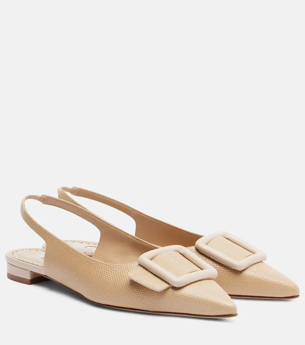  Manolo Blahnik Manolo Blahnik Bailarinas Destalonadas Maylura De Piel Grabada 