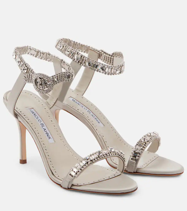  Manolo Blahnik Manolo Blahnik Sandalias Asa 90 De Satén Adornadas 