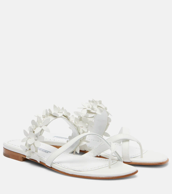  Manolo Blahnik Manolo Blahnik Sandalias Fiosa De Piel Con Aplique Floral 