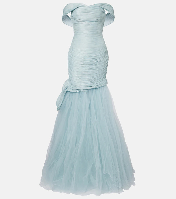  Marmar Halim Marmar Halim Vestido Bustier De Fiesta Plisado 