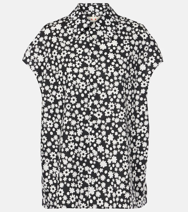  Marni Marni Camisa De Popelín De Algodón Estampada 