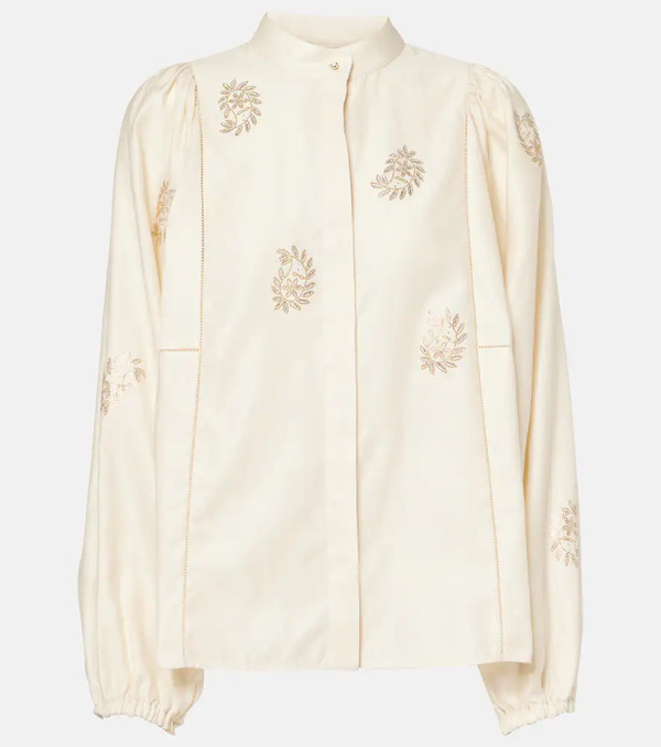  Max Mara Max Mara Blusa Caladio De Satén De Algodón 