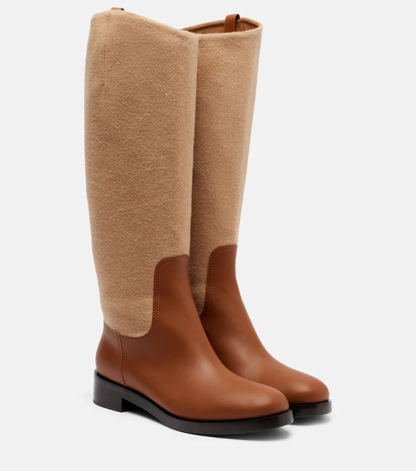  Max Mara Max Mara Botas Altas Cavaliere De Piel Y Lana 