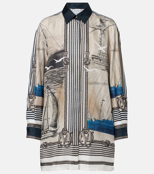  Max Mara Max Mara Camisa Oversized De Sarga De Seda Estampada 