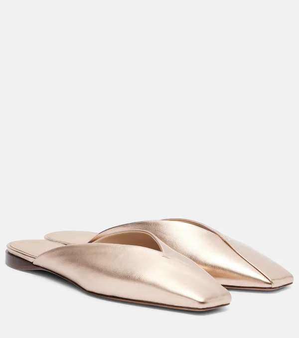  Max Mara Max Mara Mules De Piel Metalizada 