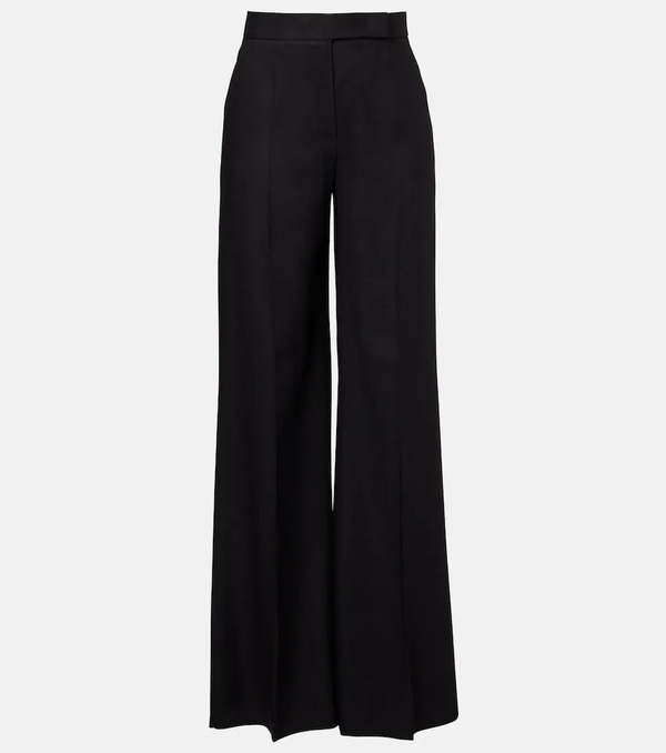  Max Mara Max Mara Pantalones Anchos De Sarga De Lino Y Seda 