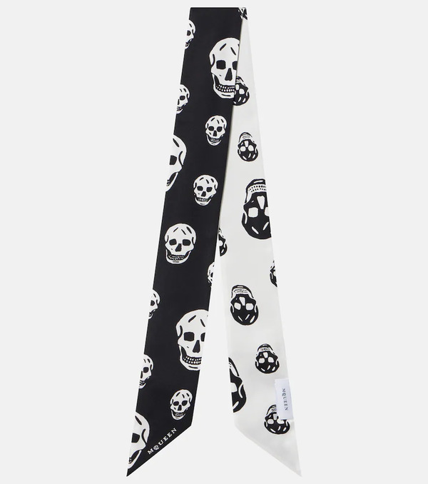  Mcqueen Mcqueen Pañuelo Skull De Seda Estampado 