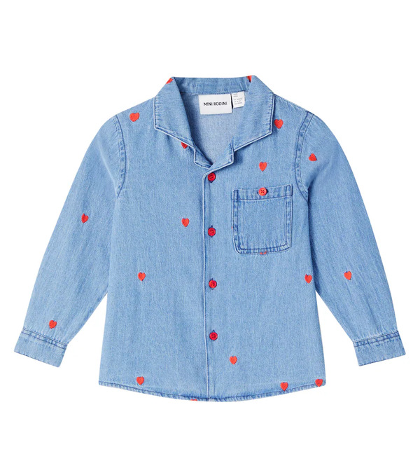  Mini Rodini Mini Rodini Camisa De Denim Bordada 