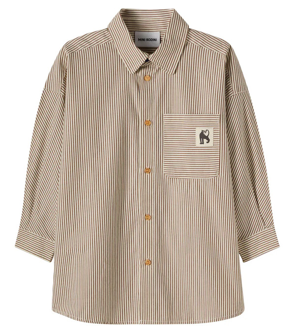  Mini Rodini Mini Rodini Camisa De Popelín De Algodón A Rayas 