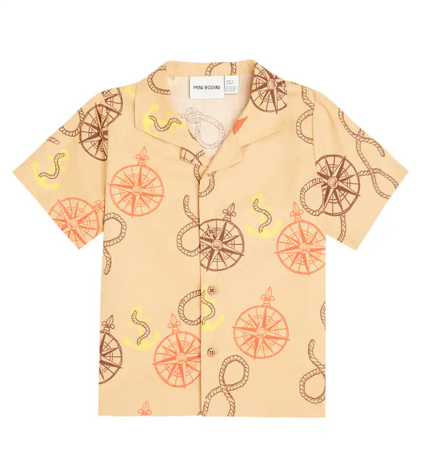  Mini Rodini Mini Rodini Camisa Nautical De Sarga De Algodón 