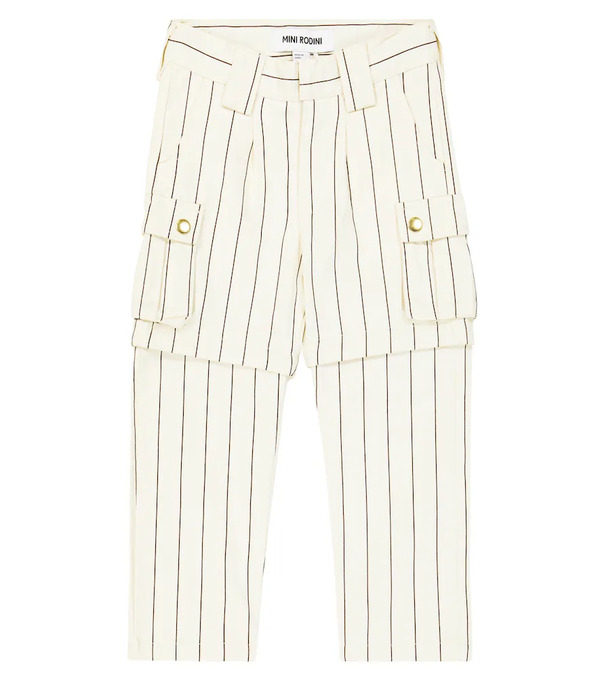  Mini Rodini Mini Rodini Pantalones Cargo De Algodón A Rayas 