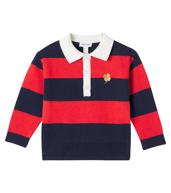  Mini Rodini Mini Rodini Polo De Algodón Y Lana A Rayas 