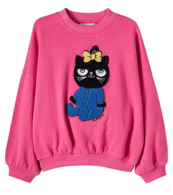  Mini Rodini Mini Rodini Sudadera Cat De Jersey De Algodón Con Parche 