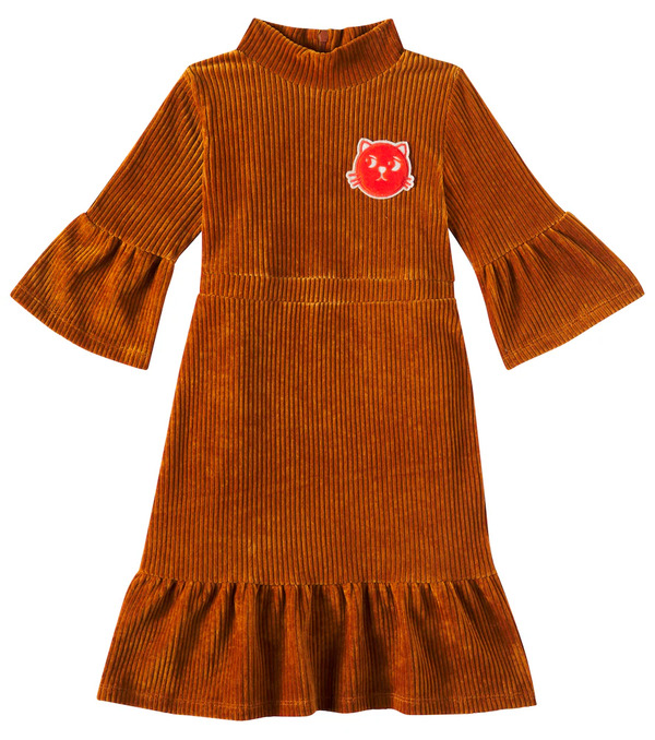 Mini Rodini Mini Rodini Vestido Cats De Pana En Mezcla De Algodón 
