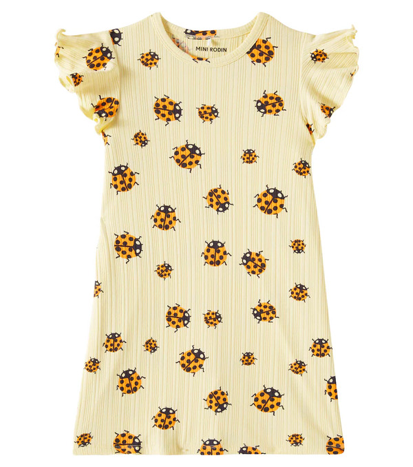  Mini Rodini Mini Rodini Vestido Ladybugs En Mezcla De Algodón 