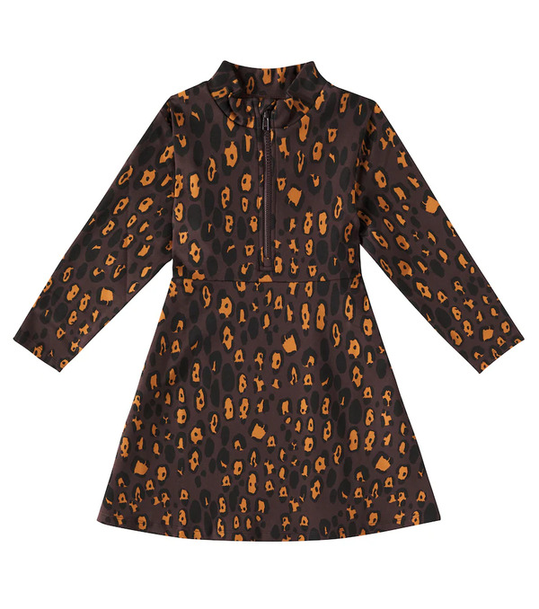  Mini Rodini Mini Rodini Vestido Leopard En Mezcla De Algodón 