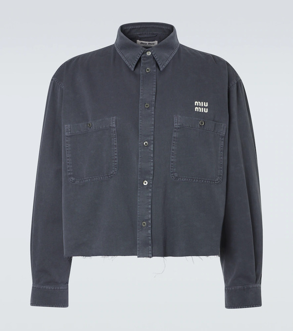  Miu Miu Miu Miu Camisa De Denim Con Logo 