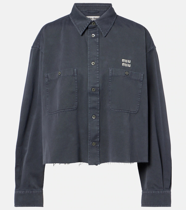  Miu Miu Miu Miu Camisa De Denim Deshilachada 