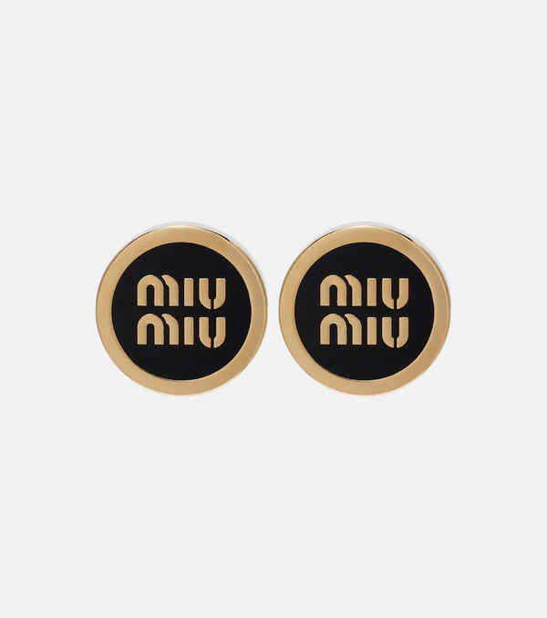  Miu Miu Miu Miu Pendientes De Botón Con Logo 